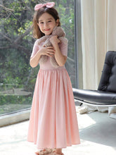 Chenchen Mom Girls' Short Sleeve Dress, New Summer French Style Sweet Princess Dress With Waistband 5912D